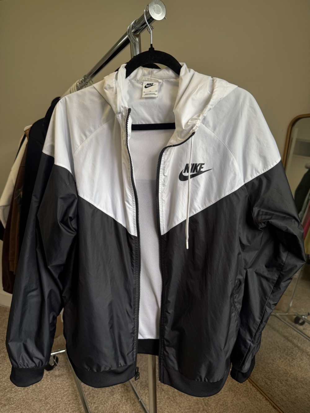Nike Black & White Colorblock Windbreaker Jacket